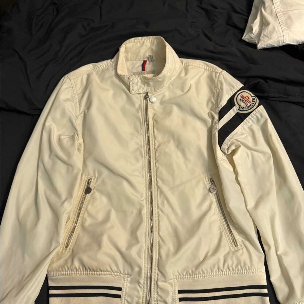Moncler Cream Windbreaker with Classic Collar